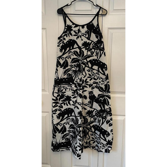 NEW $168 Maeve Anthropologie Chrysanthemum Panther Wide Leg Jumpsuit Small - Picture 2 of 9